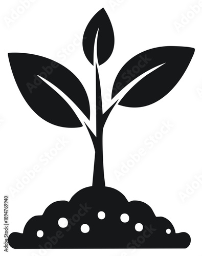 Simple flat icon of a plant seedling sprouting from a mound of soil
