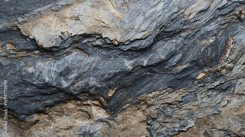 Wallpaper Mural Detailed close-up of a wavy, layered metamorphic rock surface with grey, black, and beige tones. Torontodigital.ca