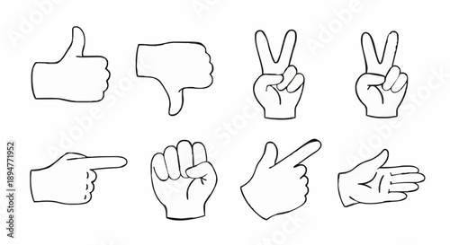 Collection of Hand Gestures Icons Vector Illustration.