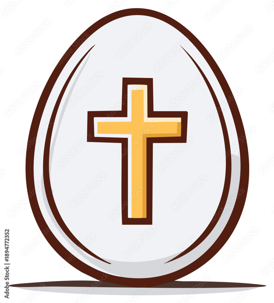 Fototapeta premium Easter Egg with Christian Cross Symbol