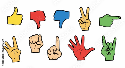 Collection of Hand Gestures and Symbols for Communication and Expression.