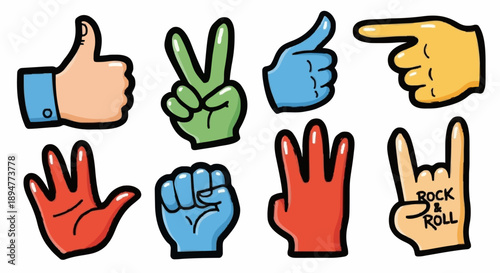Collection of Hand Gestures Icons for Communication and Expression.