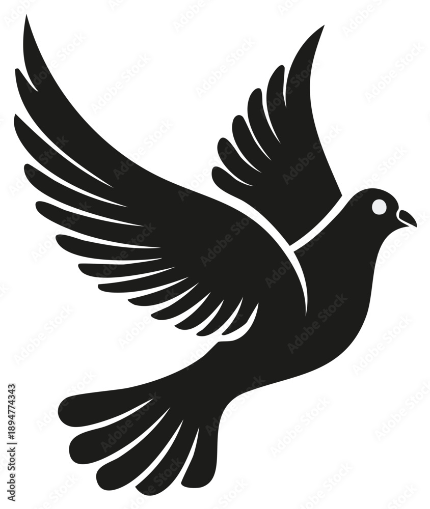 Obraz premium Elegant Dove Silhouette Illustration Bird Peace Symbol Flight Design Graphic Vector Art