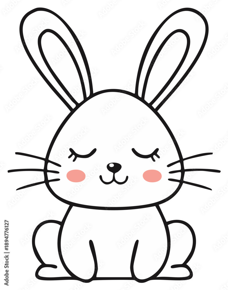 Obraz premium Stylized Rabbit Illustration Cute Hare Coloring Page Simple Drawing