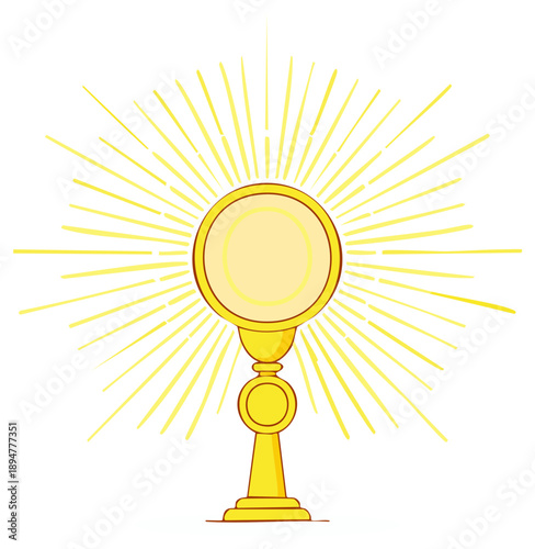 Sacred Golden Monstrance with the Holy Eucharist and Rays of Divine Light