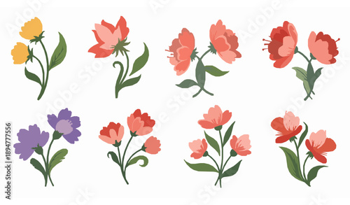 Artistic colorful floral ornament vector elements for beauty and fashion branding