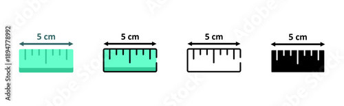 Office measuring equipment icon pack. Scale and dimension illustration set