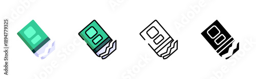 Office tape eraser icon pack. Document correction tools set