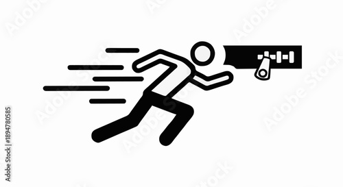 Running man icon fast motion blur zipper.