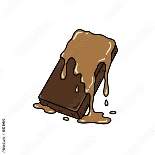 melted chocolate bar.isolated on a white background.