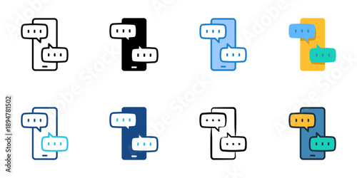 Text messaging icons set multiple style collection. Editable stroke 
