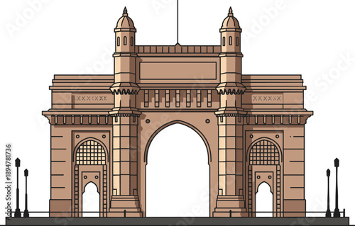 Gateway of India Monument in Mumbai Featuring Indo-Saracenic Architecture, Colonial Heritage, Landmark Symbol, Tourism, Culture, History, and Urban Design