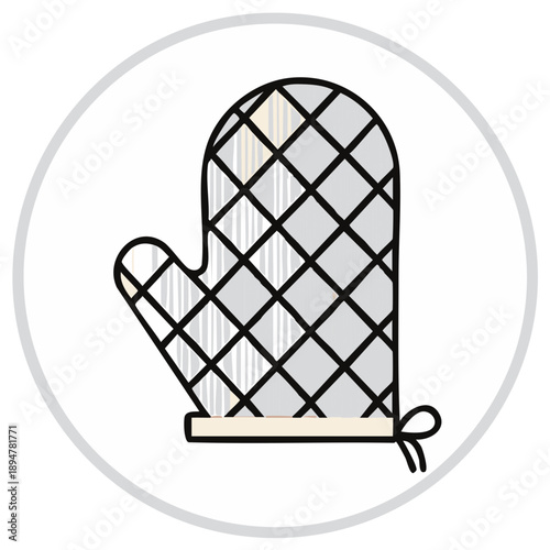 Quilted Oven Mitt with Tie and Diamond Pattern