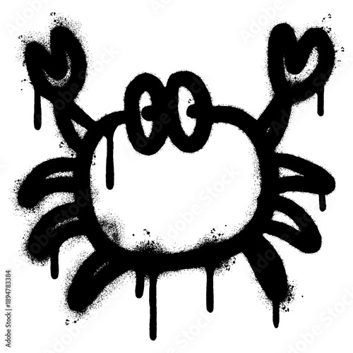 Crab Graffiti Street Art Spray Paint Illustration.