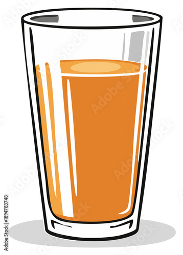 Stylized Glass of Orange Juice Fresh Beverage Refreshment Healthy Drink Illustration