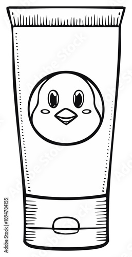 Hand Drawn Tube Packaging with Cute Chick Illustration for Baby Products