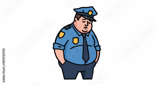 Sad Police Officer Cartoon Character.