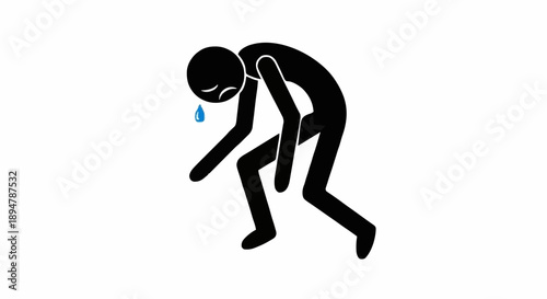 Sad Stick Figure Crying Sweat Droplet Exhausted.