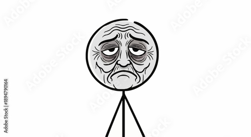 Sad Tired Stick Figure Meme Face.