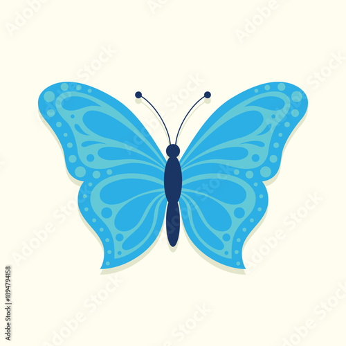 Beautiful blue butterfly. Insect vector illustration.