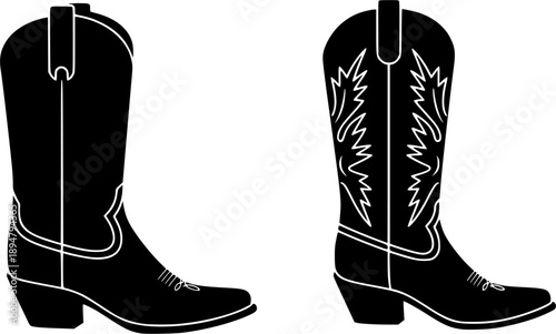 Cowboy boots silhouette, Cowgirl and Cowboy Boots silhouette