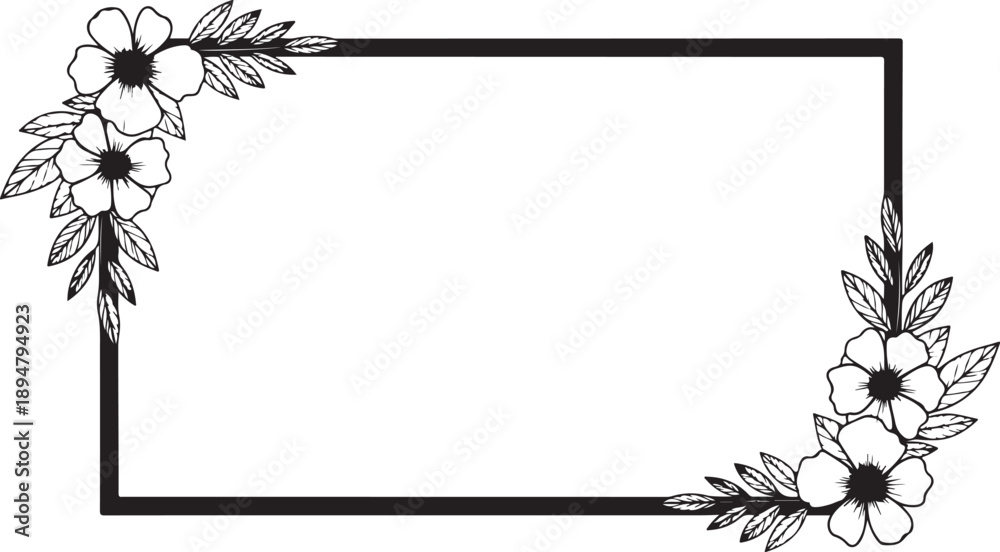 Obraz premium Classic vintage floral silhouette design featuring elegant botanical elements and timeless ornament style