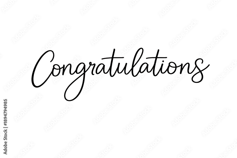 Fototapeta premium Black congratulatory text in elegant cursive script isolated on transparent background