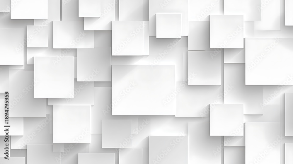 Obraz premium Abstract 3D white geometric background with overlapping squares and rectangles