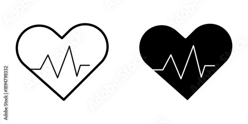 icon of heart condition or heart with lines in the middle of the vector