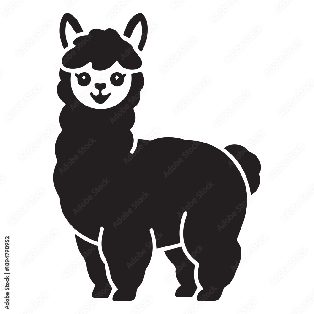 Obraz premium Cute Cartoon Alpaca Shadow Vector