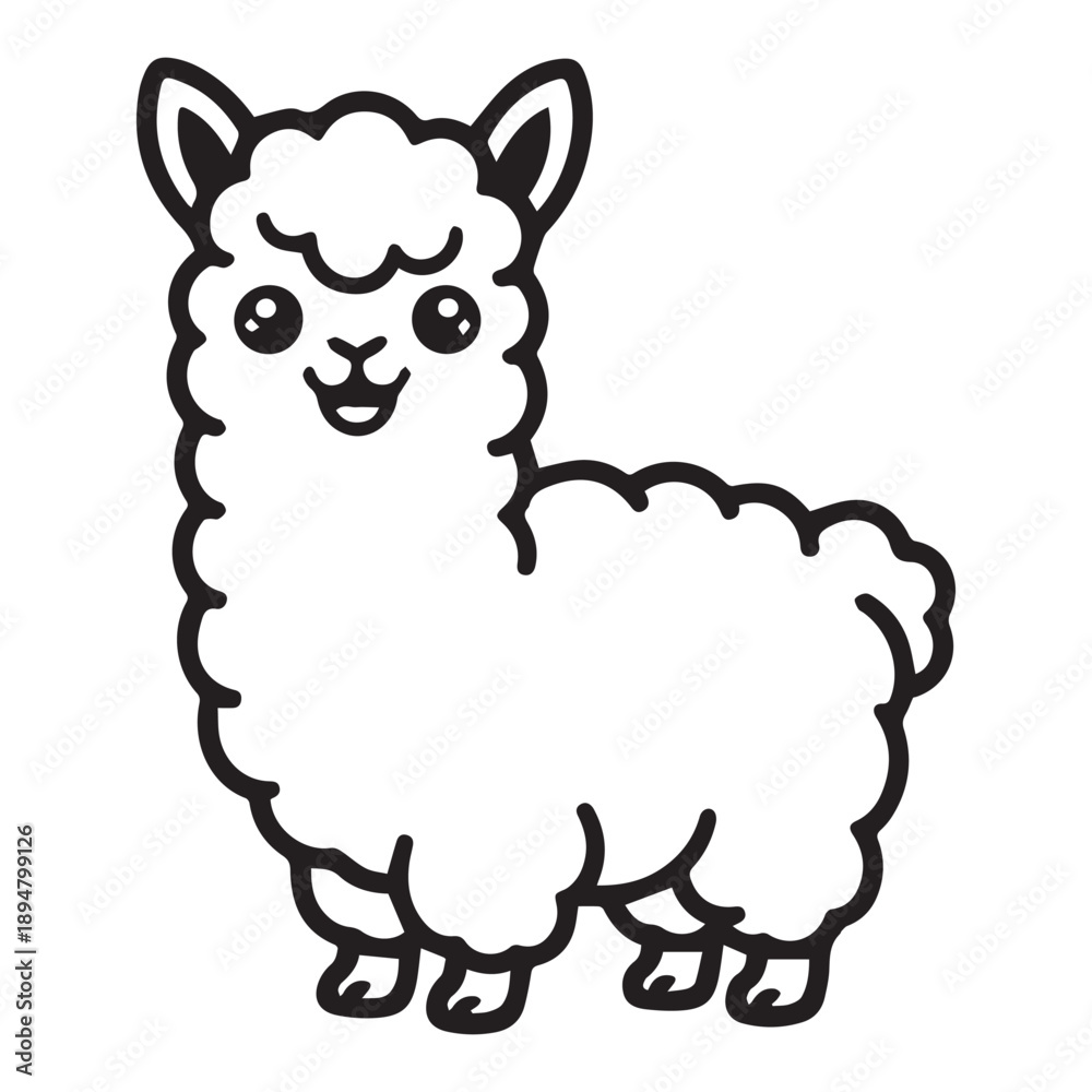 Obraz premium Cute Farm Animal Llama Clipart