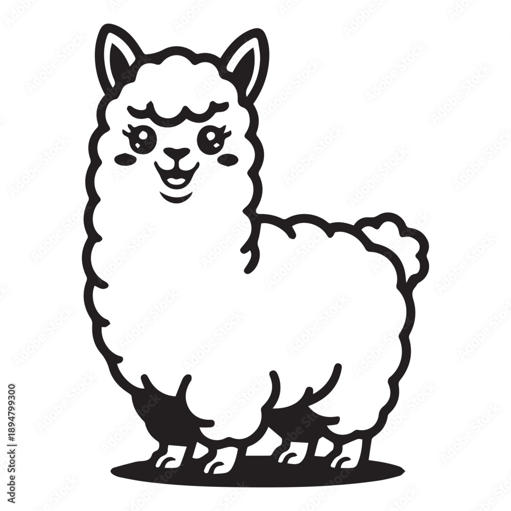 Obraz premium Adorable Alpaca Outline Drawing