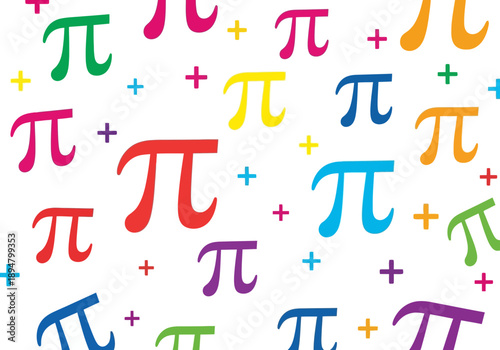 Colorful pi symbol pattern with plus signs