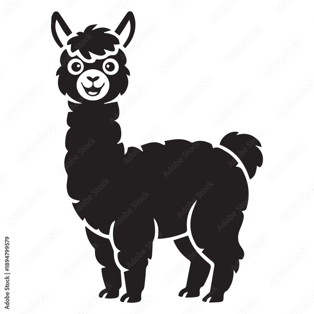 Obraz premium Cartoon Llama Animal Silhouette Art