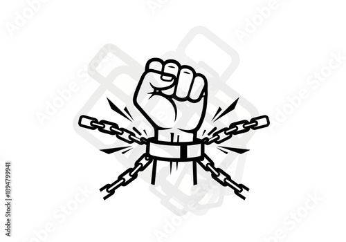Fist breaking chains icon symbolizing freedom and revolution
