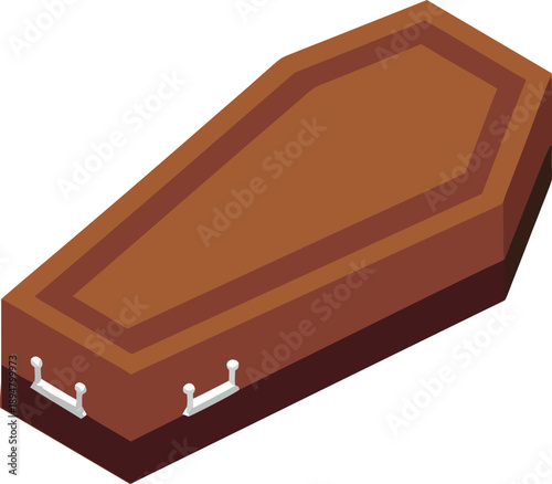 Brown leather vintage suitcase isolated on transparent background