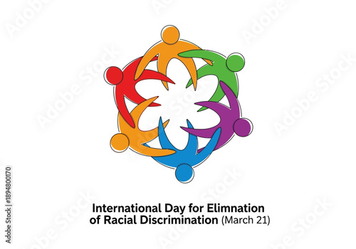 Colorful figures holding hands in circle for antidiscrimination day