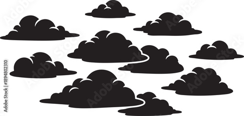 Black clouds on a white background illustration design