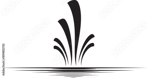 Simple Black Water Splash Icon on White Background Graphic