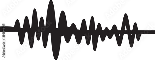 Black sound wave graphic on white background illustration
