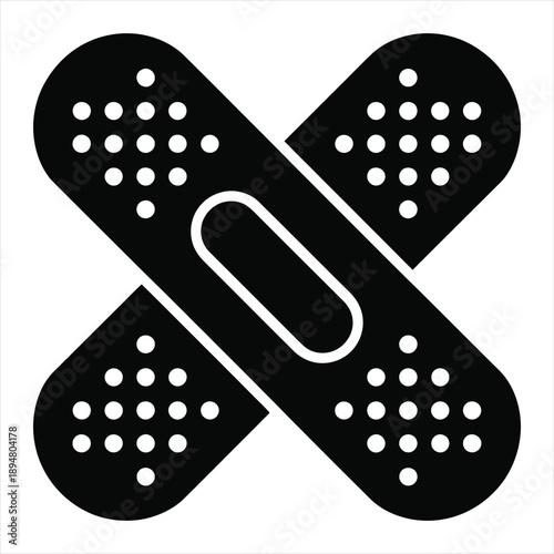 Adhesive bandage cross icon for first aid and wound treatment study