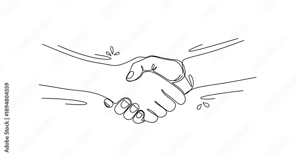 Obraz premium Line art of a handshake symbolizing agreement and cooperation. No editable strokes