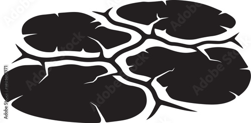 Cracked Brain Illustration in Black and White Colors