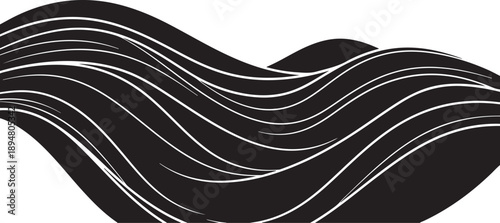 Black and white wavy lines abstract background design element