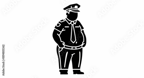 Silhouette of a police officer standing confidently.