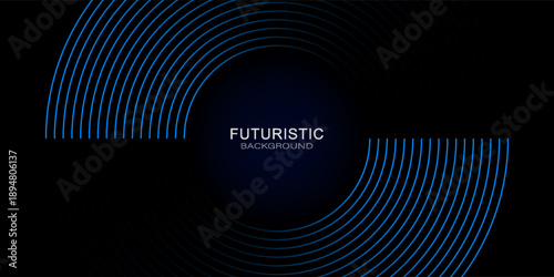 3D blue techno abstract background overlap layer on dark space with circle stripes shape decoration. Modern graphic design element future style concept for banner, flyer, card, or brochure cover