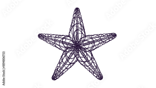 Intricate geometric line art illustration of a starfish made of overlapping circles for marine and mathematical pattern themes.
