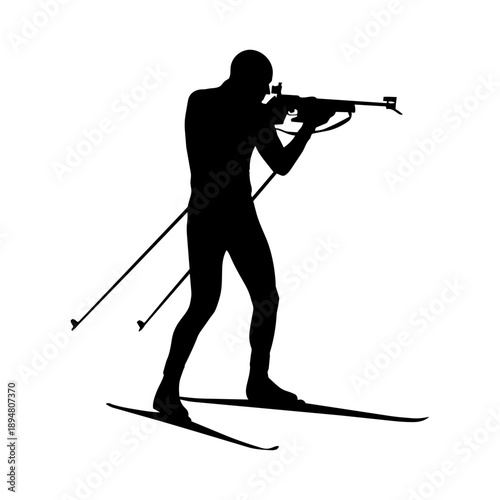 Biathlon man silhouette vector illustration