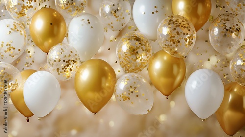 Gilded Glitter Balloons: White, Gold, and Confetti Party Decor