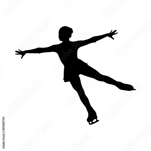 Vector illustration of a female figure skater performing steps
